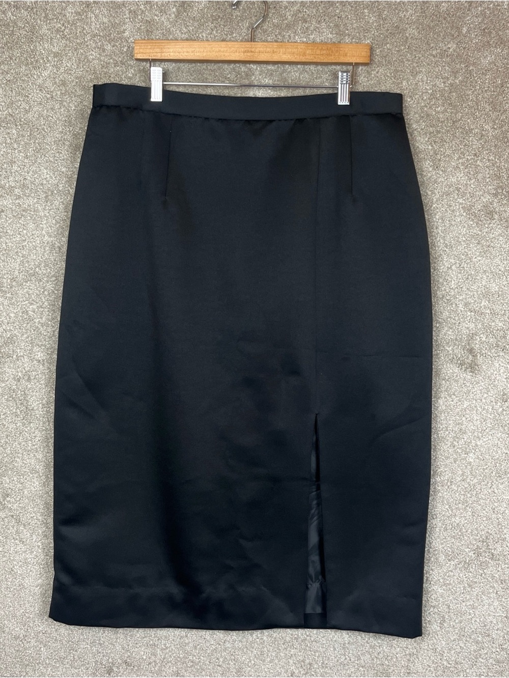 Patra Vintage Skirt Womens 18 Black Midi Front Slit Lined Formal Zip- 4873